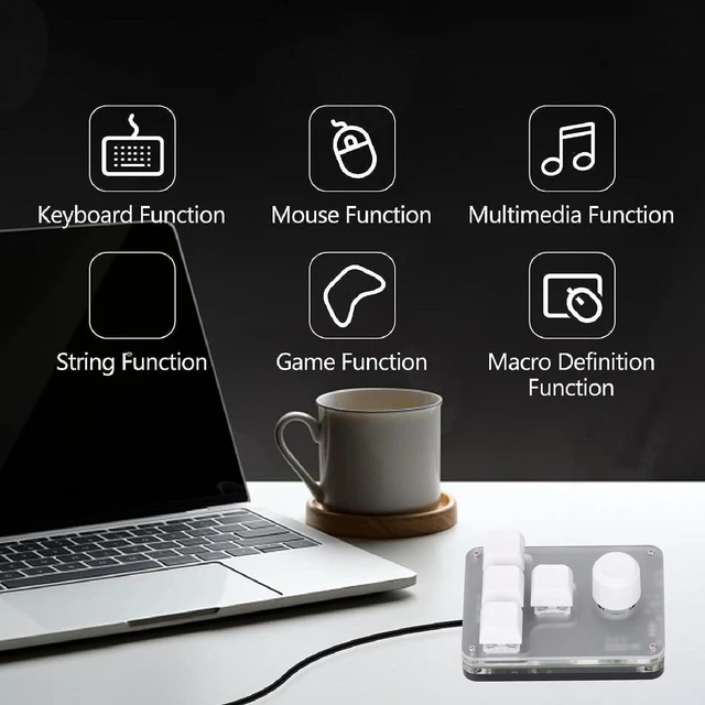 Alt view image 4 of 7 - 4 Keys Mechanical Keyboard with Blue Switch, RGB Light, 4 Keys 1 Knob Programmable Customizable Keys, Suitable for Gaming Office Tasks Music Media Industrial Control