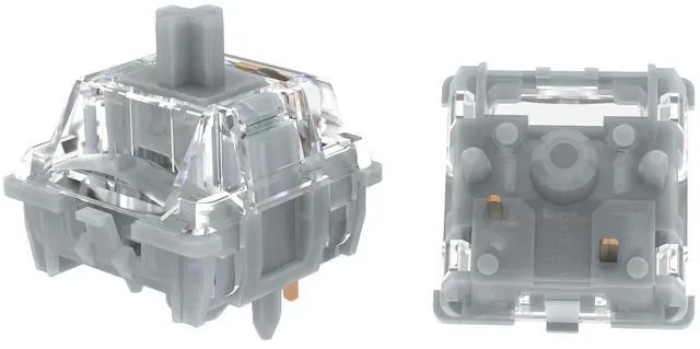 Main image of GATERON Zero Degree Fully Silent Silver Keyboard Switches, Linear 0° Dual-Rail 45g Force SMD LED Key Switches Compatible for MX Mechanical Keyboard (35 PCS)