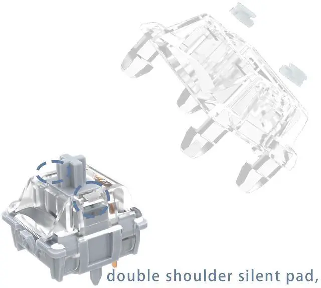 Alt view image 4 of 7 - GATERON Zero Degree Fully Silent Silver Keyboard Switches, Linear 0° Dual-Rail 45g Force SMD LED Key Switches Compatible for MX Mechanical Keyboard (35 PCS)