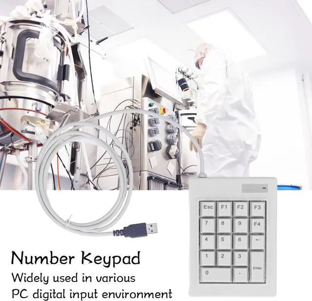 Alt view image 6 of 7 - 18 Key Mechanical Numeric Keypad, USB Number Pad with Skid Pads, Splashproof, Key for Laptop Desktop PC, Business Industrial Use