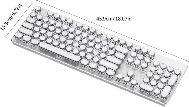 Alt view image 4 of 7 - Gaming Mechanical Keyboard with Rainbow Color Backlit Round Retro Key Cap 104 Keys Media Controller White