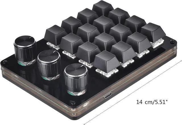 Alt view image 6 of 7 - Shurhome Macro Mechanical Keyboard 16 Keys Keyboard with 3 Knob Professional Programmable Macro Keypad for Gaming