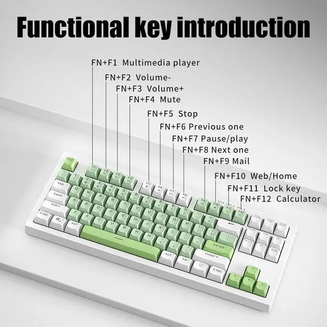 Alt view image 5 of 7 - STBQHG Gaming Mechanical Keyboard Blue Backlits 87/108 Key Corded Office Keyboard LED Gaming Keyboard for Computer Laptop