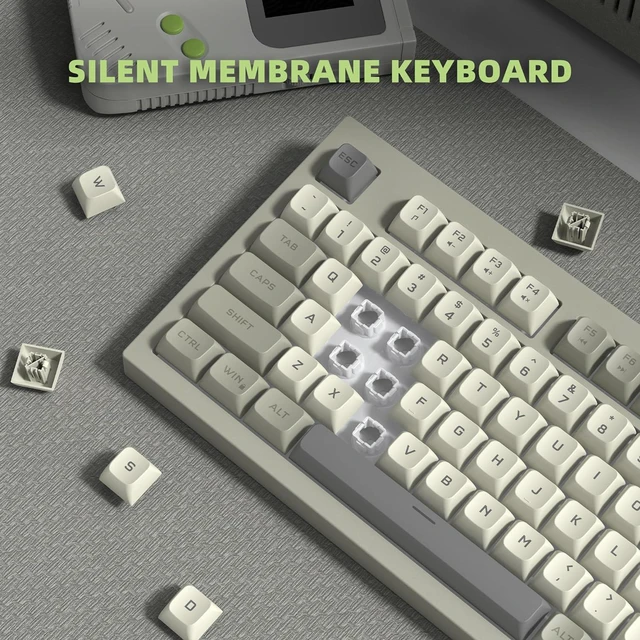 Alt view image 2 of 7 - DK98 Wired Gaming Keyboard Creamy Membrane with Rainbow RGB Backlight - Quiet,Volume Knob,Retro PBT Keycap 97 Key ANSI Layout Compatible with Windows 10/8.1/8/7 (Grey)
