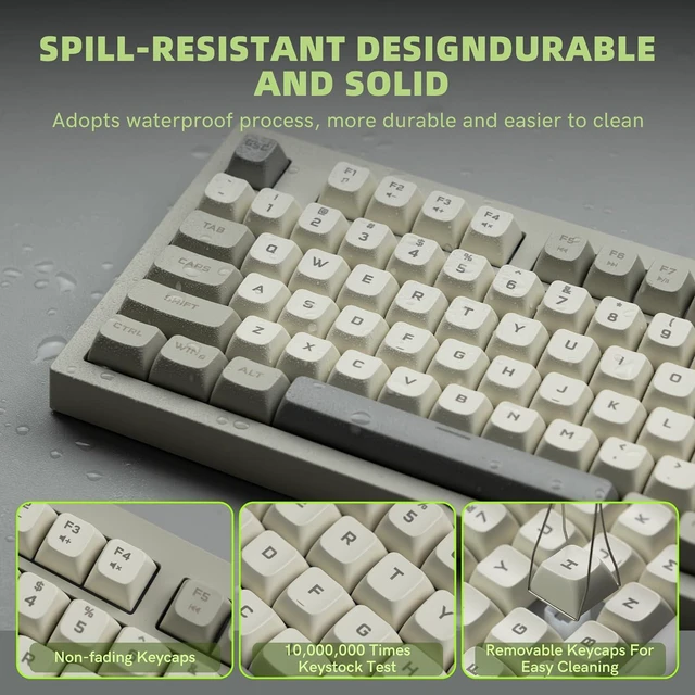 Alt view image 5 of 7 - DK98 Wired Gaming Keyboard Creamy Membrane with Rainbow RGB Backlight - Quiet,Volume Knob,Retro PBT Keycap 97 Key ANSI Layout Compatible with Windows 10/8.1/8/7 (Grey)