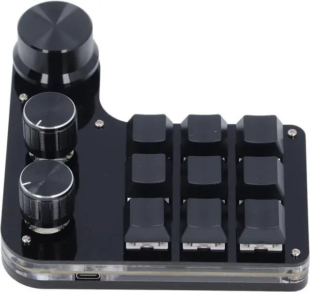 Alt view image 5 of 7 - Mechanical Gaming Keyboard Programmable 9 Keys 3 Knobs Red Switch RGB LED Onboard Storage Wired Keypad for Gaming Office Music