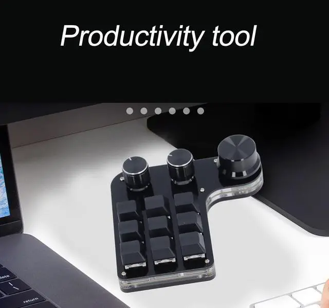 Alt view image 3 of 7 - USB Mini Macro Mechanical Gaming Keyboard 9 Keys 3 Knobs RGB LED Programmable Knob Function Custom Range Macro Pad RGB Keypad for Games