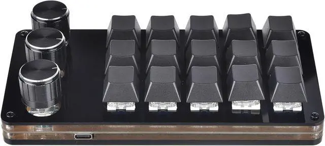 Main image of 15 Keys USB Keypad Programming Macro Pad with 3 Knobs Macro Mechanical Gaming Keyboard Handed Keyboard