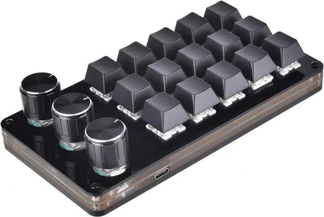 Alt view image 4 of 7 - 15 Keys USB Keypad Programming Macro Pad with 3 Knobs Macro Mechanical Gaming Keyboard Handed Keyboard