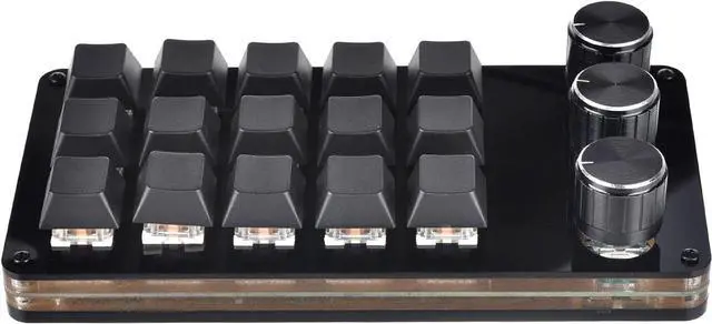 Alt view image 5 of 7 - 15 Keys USB Keypad Programming Macro Pad with 3 Knobs Macro Mechanical Gaming Keyboard Handed Keyboard