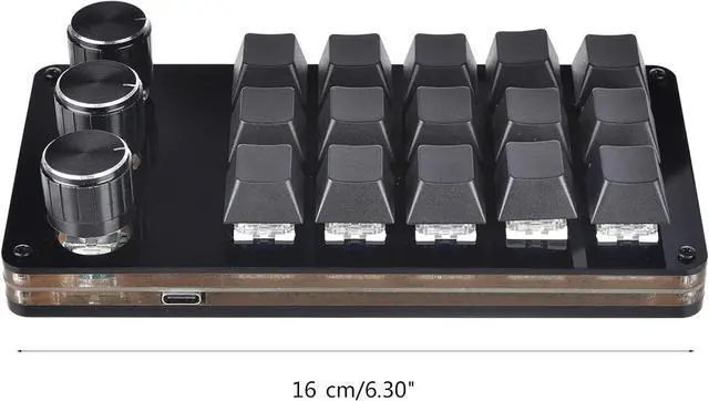 Alt view image 7 of 7 - 15 Keys USB Keypad Programming Macro Pad with 3 Knobs Macro Mechanical Gaming Keyboard Handed Keyboard