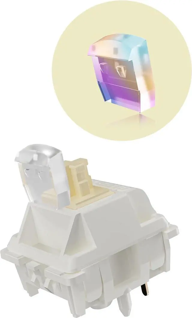 Alt view image 2 of 7 - Gateron Cream Keyboard Switches,Dual-Stage Spring RGB Pre-lubed 5-Pin Tactile Switches Full POM with Light Guide Pole for MX Mechanical Gaming Keyboard(90Pcs,Cream)