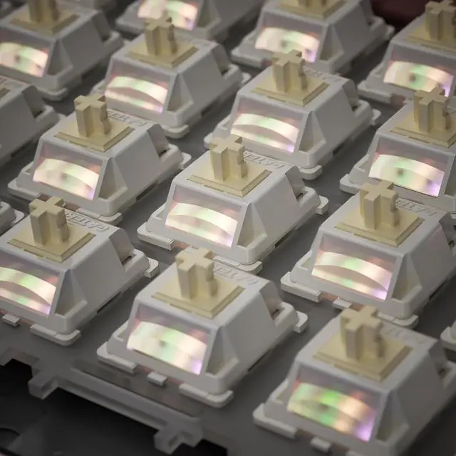 Alt view image 5 of 7 - Gateron Cream Keyboard Switches,Dual-Stage Spring RGB Pre-lubed 5-Pin Tactile Switches Full POM with Light Guide Pole for MX Mechanical Gaming Keyboard(90Pcs,Cream)