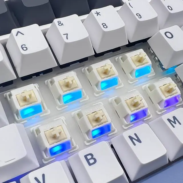 Alt view image 7 of 7 - Gateron Cream Keyboard Switches,Dual-Stage Spring RGB Pre-lubed 5-Pin Tactile Switches Full POM with Light Guide Pole for MX Mechanical Gaming Keyboard(90Pcs,Cream)