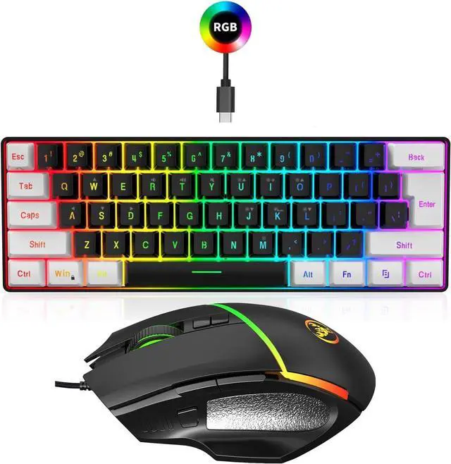 Alt view image 3 of 7 - Rooyar Plugs and Play Wire Keyboard and Set with Comfortable Keystrokes Clear Characters for Gamers Office Workers Use