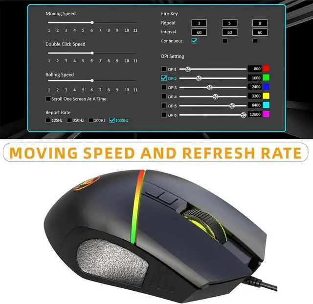 Alt view image 6 of 7 - LED Wire Keyboard Set 61Key Keyboard 8Button Ergonomic Keyboard for Office School Study Plugs and Play