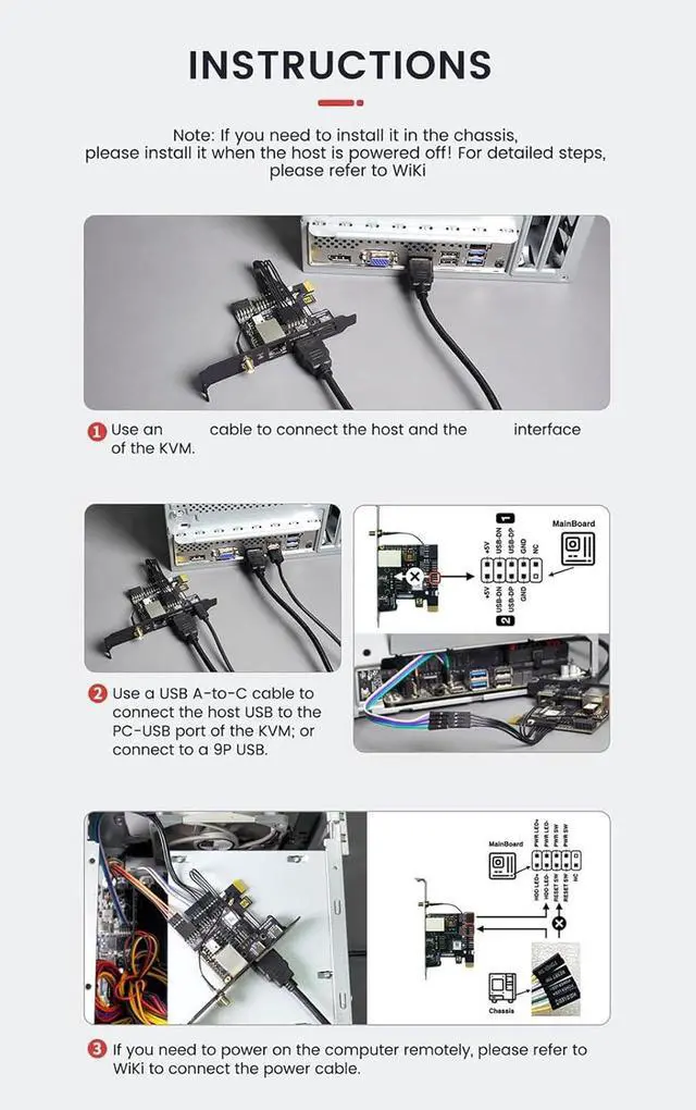 Alt view image 7 of 7 - CHENZILIN KVM-PCIe Base Set for Desktop Users Enhances Stability and Optional WiFi Power Over Ethernet Features