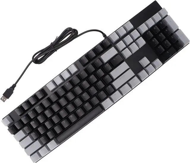 Alt view image 2 of 7 - 104 Key Mechanical Gaming Keyboard with Blue Switches, RGB Backlit, USB Wired, Wearproof Scratch, Ergonomic, 20 Lighting Modes for PC and Notebook (Gray Black)