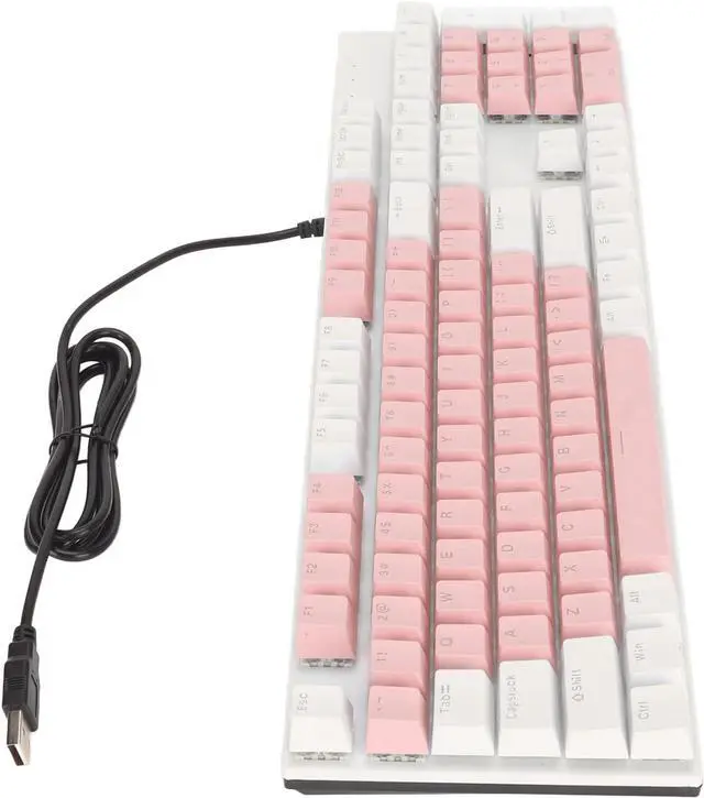 Alt view image 4 of 7 - 104 Key Mechanical Gaming Keyboard, RGB Backlit, Blue, Wired, Plug and Play, for Glass panes and, Scratch Keycaps (Roseate and White)