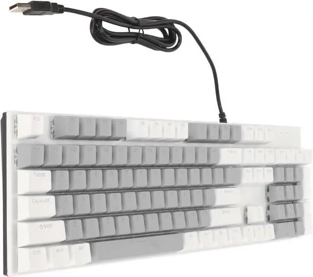 Alt view image 4 of 7 - 104 Key Mechanical Gaming Keyboard, Blue Switch, RGB Backlit, Wired, Plug and Play, for /, 28 Custom Lighting Modes (White Grey)