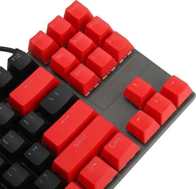 Alt view image 4 of 7 - Mechanical Keyboard 87 Keys with Blue Switch, RGB Backlit, Ergonomic Design, Wired Connection for Laptop Desktop PC, Quick Response, Feature (Wired Black Red)