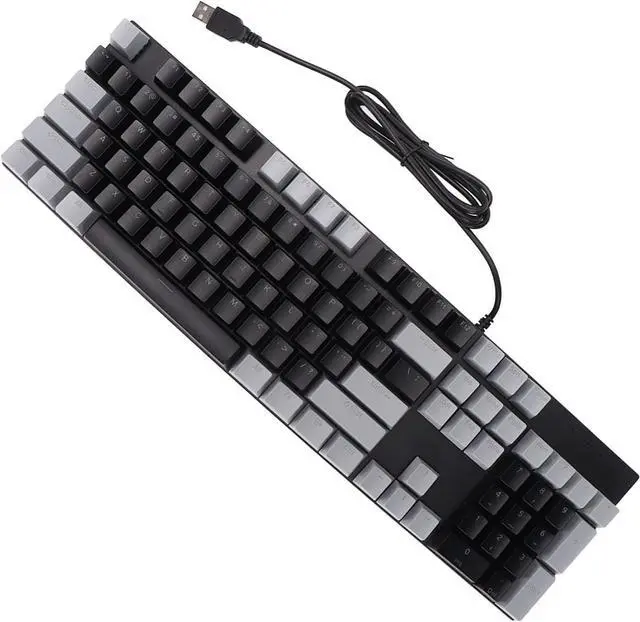 Alt view image 6 of 7 - 104 Key Mechanical Gaming Keyboard with Blue Switches, RGB Backlit, USB Wired, Wearproof Scratch, Ergonomic, 20 Lighting Modes for PC and Notebook (Gray Black)