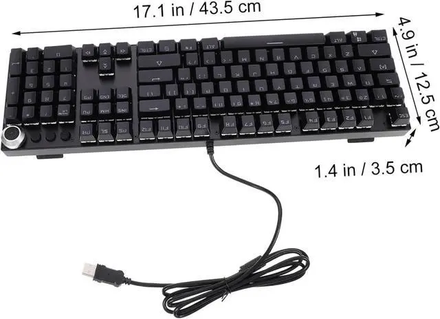 Alt view image 2 of 7 - Holibanna 104 Keys Mechanical Gaming Keyboard RGB Backlight Wired USB Ergonomic Design for Office and Gaming