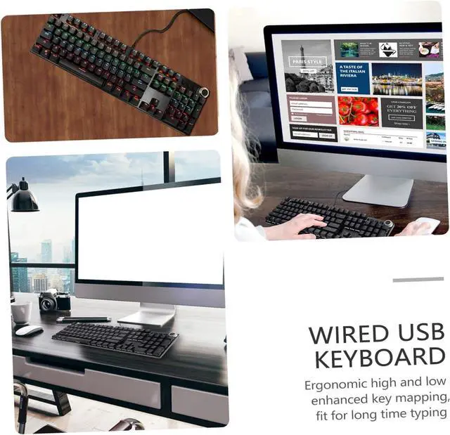 Alt view image 7 of 7 - Holibanna 104 Keys Mechanical Gaming Keyboard RGB Backlight Wired USB Ergonomic Design for Office and Gaming