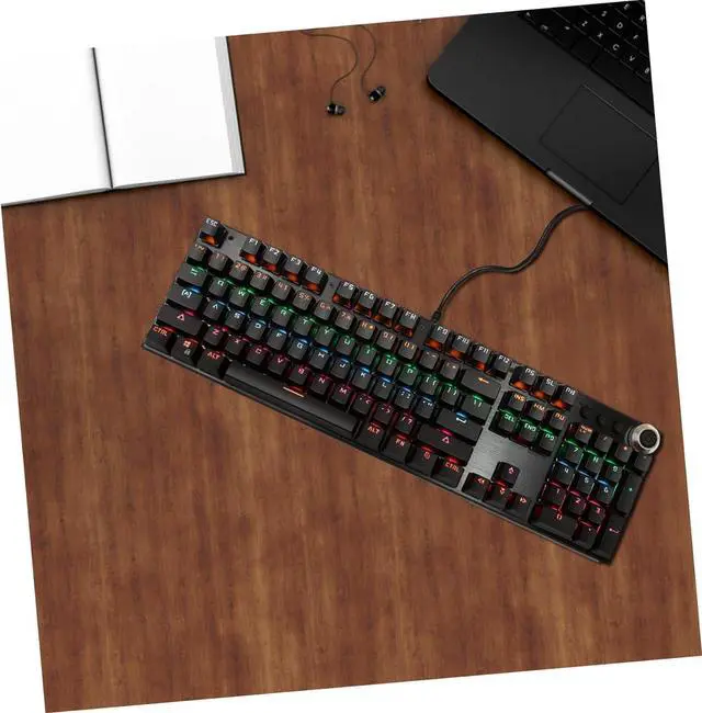 Alt view image 4 of 7 - MERRYHAPY RGB Backlit Mechanical Keyboard Ergonomic Keys with Lighting Modes Durable Keycaps