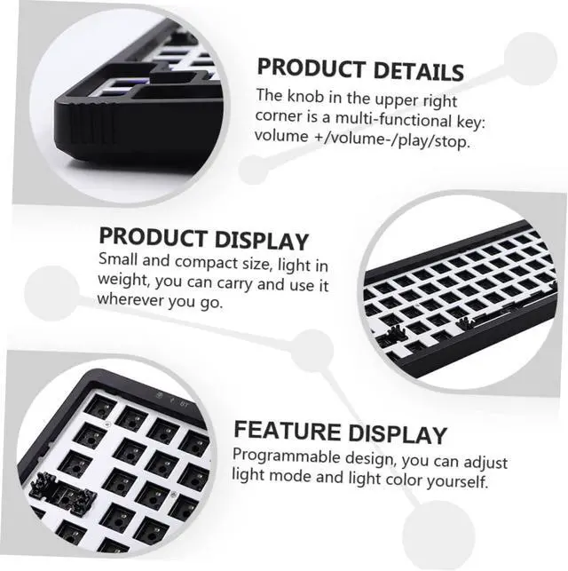 Alt view image 7 of 7 - PHENOFICE 1set Programmable Mechanical Keyboard Kit Compact Key Wired RGB Keyboard Case Detachable USB Cable