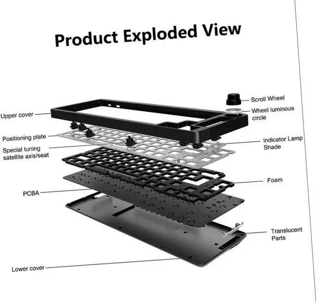 Alt view image 6 of 7 - PHENOFICE 1set Programmable Mechanical Keyboard Kit Compact Key Wired RGB Keyboard Case Detachable USB Cable