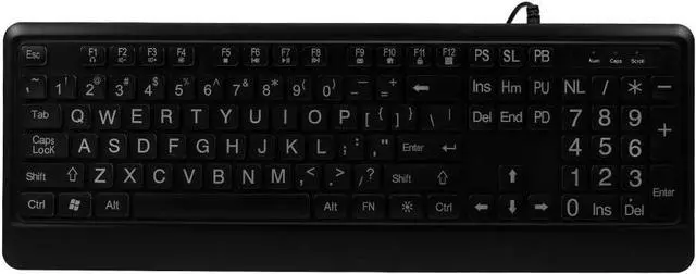 Alt view image 2 of 7 - Wired Large Print Keyboard White Bold Jumbo Letters Silent Backlit Keyboard with Oversized Characters 104 Keys for The Elder and People with Bad Eye Sight and Vision Ailment