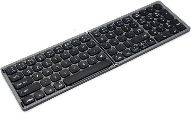 Alt view image 2 of 7 - Foldable BT Wireless Keyboard Portable Keyboard Pocket-Size Keyboard Support Android Windows iOS Phone and Tablet Grey