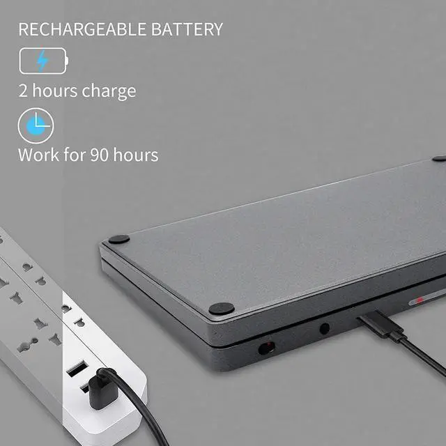 Alt view image 6 of 7 - Foldable BT Wireless Keyboard Portable Keyboard Pocket-Size Keyboard Support Android Windows iOS Phone and Tablet Grey