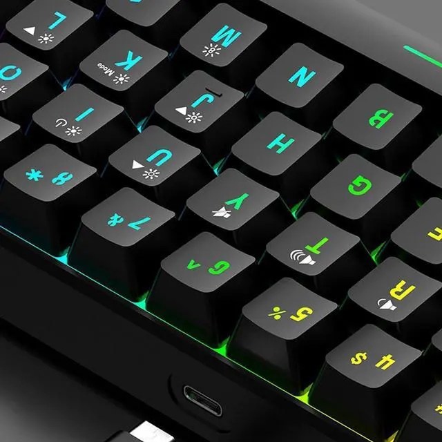 Alt view image 5 of 7 - 61 Keys Membrane Keyboard Key Cable Separation Simple and Compact Two Colours Colour Blocking RGB Cool Backlight Gaming Wired Keyboard Mini 60% Keyboard
