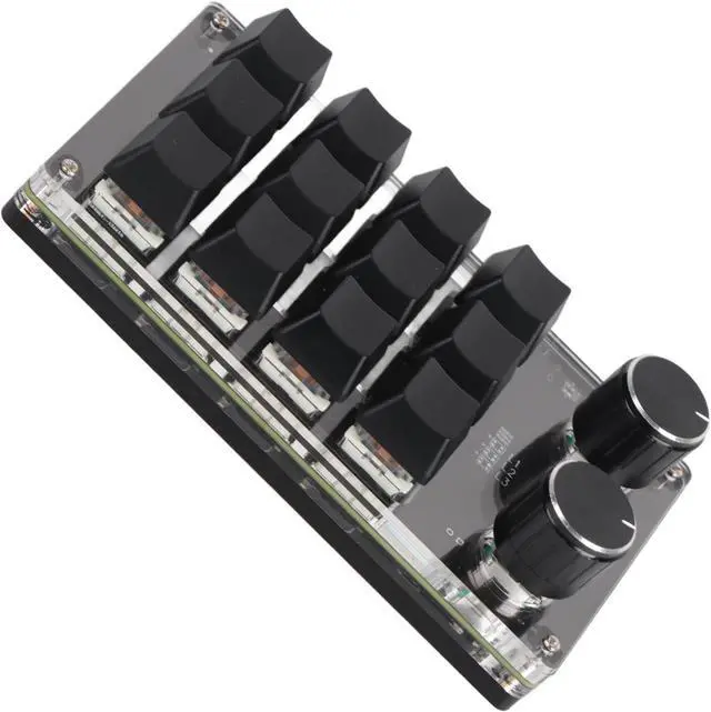 Alt view image 2 of 7 - Programmable Macro Keyboard with RGB 12 Keys Mini Keypad for Office Games Music Media Customizable DIY Functions with Knobs Plug and Play USB Interface Durably Blue Swi