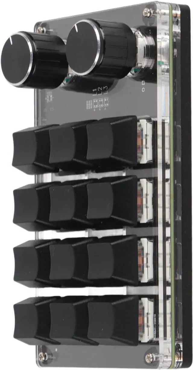 Alt view image 7 of 7 - Programmable Macro Keyboard with RGB 12 Keys Mini Keypad for Office Games Music Media Customizable DIY Functions with Knobs Plug and Play USB Interface Durably Blue Swi