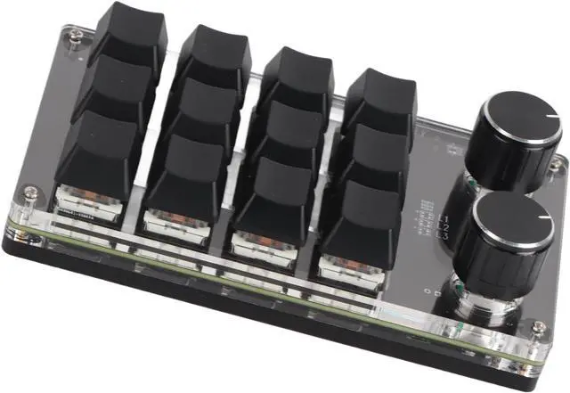 Alt view image 5 of 7 - Programmable Macro Keyboard with RGB 12 Keys Mini Keypad for Office Games Music Media Customizable DIY Functions with Knobs Plug and Play USB Interface Durably Blue Swi