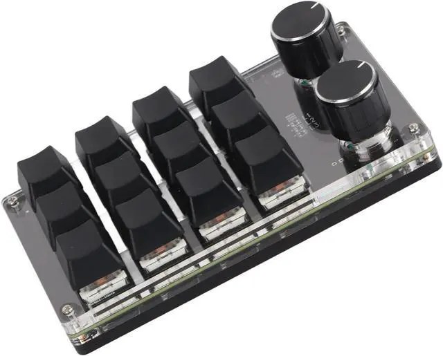 Alt view image 4 of 7 - Programmable Macro Keyboard with RGB 12 Keys Mini Keypad for Office Games Music Media Customizable DIY Functions with Knobs Plug and Play USB Interface Durably Blue Swi