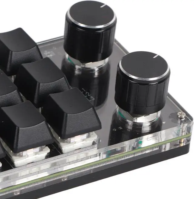 Alt view image 6 of 7 - Programmable Macro Keyboard with RGB 12 Keys Mini Keypad for Office Games Music Media Customizable DIY Functions with Knobs Plug and Play USB Interface Durably Blue Swi