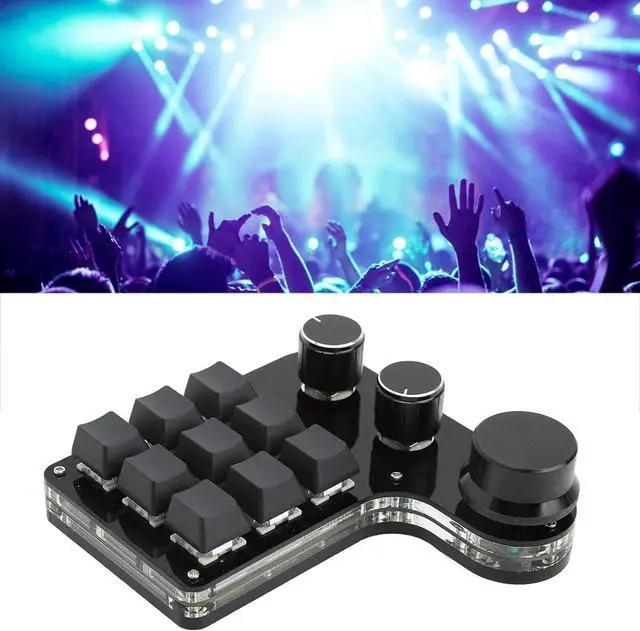 Alt view image 5 of 7 - 9 Keys, 3 Knob RGB Backlit Blue Switch Keypad, Programmable Mini Gaming Keyboard with Delay Function for Office, Games, Music