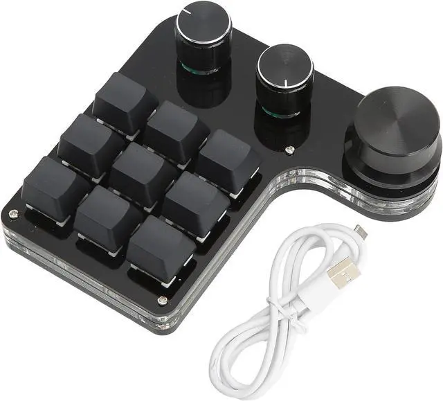 Alt view image 7 of 7 - 9 Keys, 3 Knob RGB Backlit Blue Switch Keypad, Programmable Mini Gaming Keyboard with Delay Function for Office, Games, Music