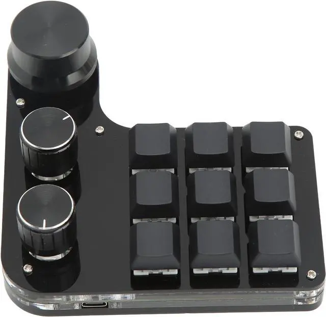 Alt view image 6 of 7 - 9 Keys, 3 Knob RGB Backlit Blue Switch Keypad, Programmable Mini Gaming Keyboard with Delay Function for Office, Games, Music