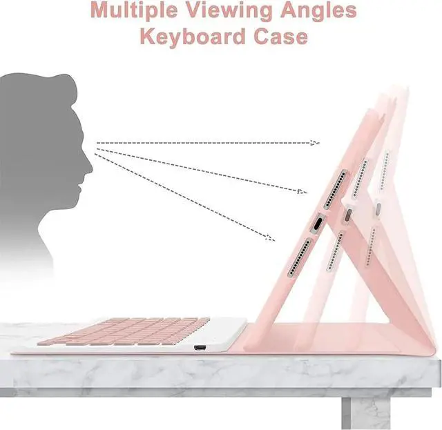 Alt view image 3 of 7 - EHLCYS Keyboard Case for iPad Air 13 inch (M3/2025, M2/2024) iPad Pro 12.9" 6th/5th/4th/3th Gen (2022/2021/2020/2018), Detachable Bluetooth Keyboard Ultra-Thin Case with Pen Holder & Mouse,Pink