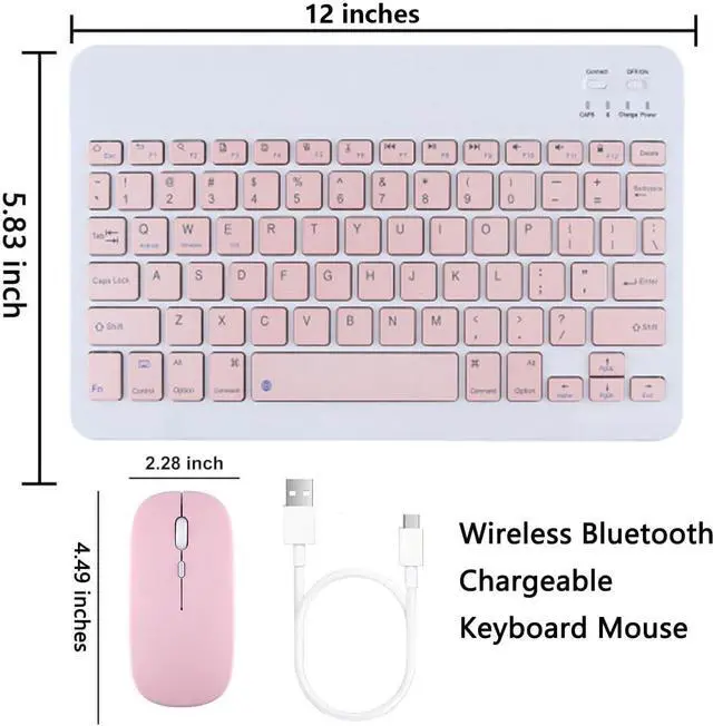 Alt view image 7 of 7 - EHLCYS Keyboard Case for iPad Air 13 inch (M3/2025, M2/2024) iPad Pro 12.9" 6th/5th/4th/3th Gen (2022/2021/2020/2018), Detachable Bluetooth Keyboard Ultra-Thin Case with Pen Holder & Mouse,Pink