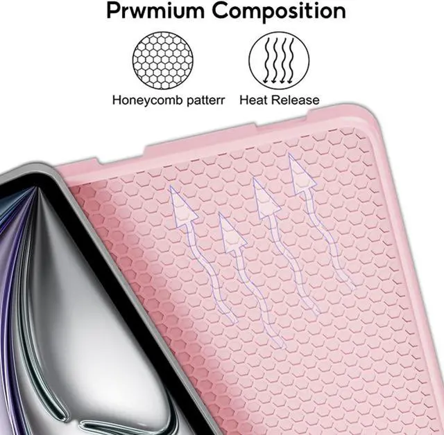 Alt view image 6 of 7 - EHLCYS Keyboard Case for iPad Air 13 inch (M3/2025, M2/2024) iPad Pro 12.9" 6th/5th/4th/3th Gen (2022/2021/2020/2018), Detachable Bluetooth Keyboard Ultra-Thin Case with Pen Holder & Mouse,Pink