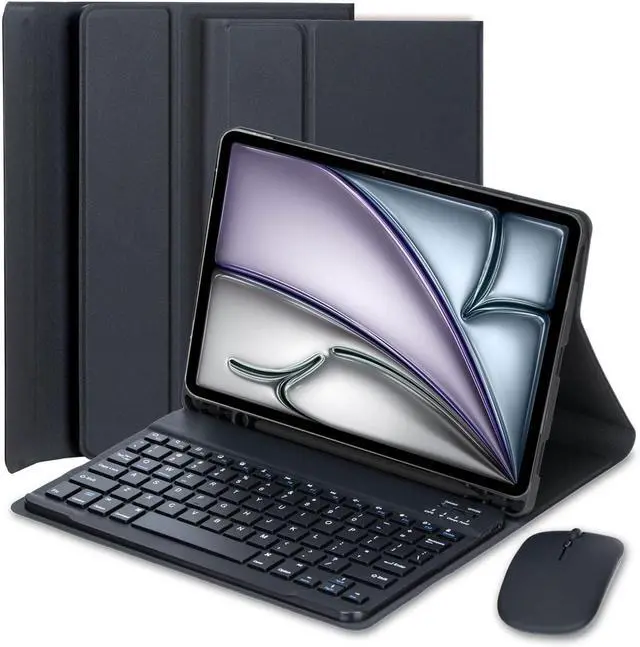 Main image of EHLCYS Keyboard Case for iPad Air 11-inch (7th/6th Gen M3/M2 2025/2024), iPad Air 5th/4th Gen (10.9-inch 2022/2020), Detachable Bluetooth Keyboard, Ultra-Thin Case with Pen Holder & Mouse,Black