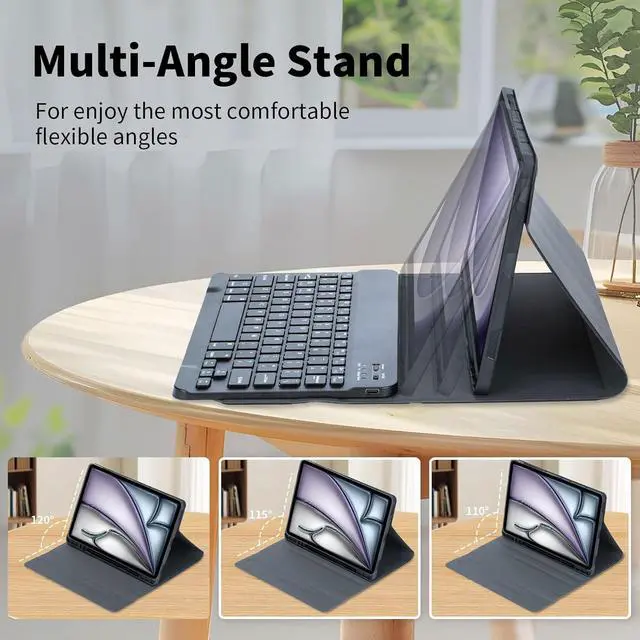 Alt view image 3 of 6 - EHLCYS Keyboard Case for iPad Air 11-inch (7th/6th Gen M3/M2 2025/2024), iPad Air 5th/4th Gen (10.9-inch 2022/2020), Detachable Bluetooth Keyboard, Ultra-Thin Case with Pen Holder & Mouse,Red