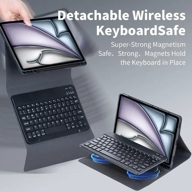 Alt view image 5 of 6 - EHLCYS Keyboard Case for iPad Air 11-inch (7th/6th Gen M3/M2 2025/2024), iPad Air 5th/4th Gen (10.9-inch 2022/2020), Detachable Bluetooth Keyboard, Ultra-Thin Case with Pen Holder & Mouse,Red