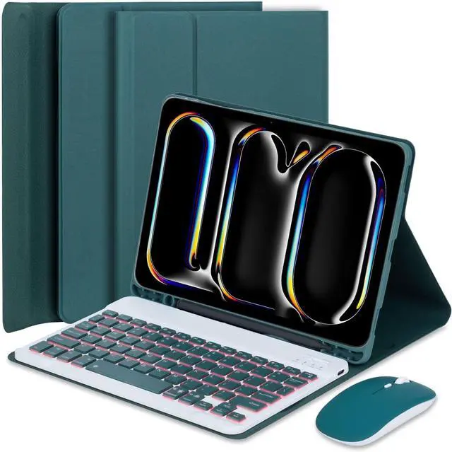 Main image of EHLCYS Keyboard Case for iPad 10.2-inch 9th/8th/7th Generation/iPad Air 10.5-inch (3rd Gen)/iPad Pro 10.5-inch, 7-Color Backlight Detachable Bluetooth Keyboard with Pen Holder and Mouse,Green